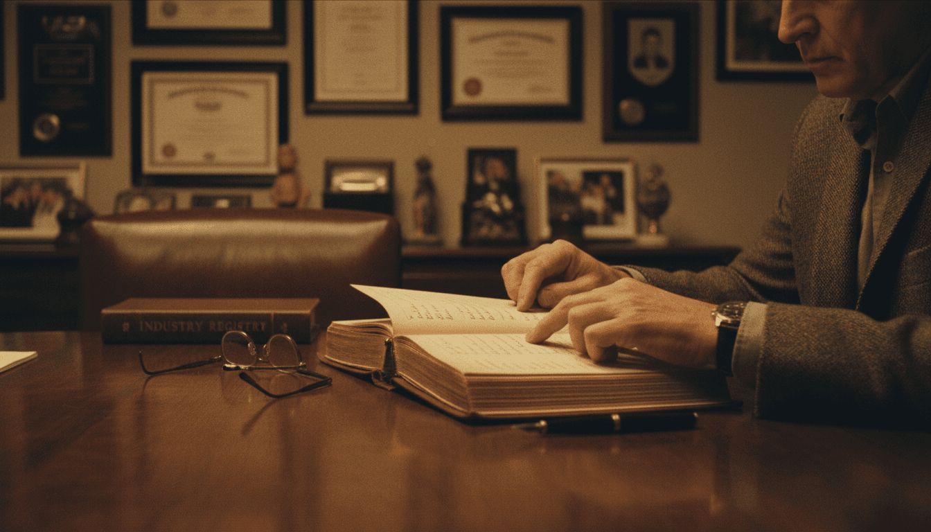 Professional reviewing established industry contacts and connection materials