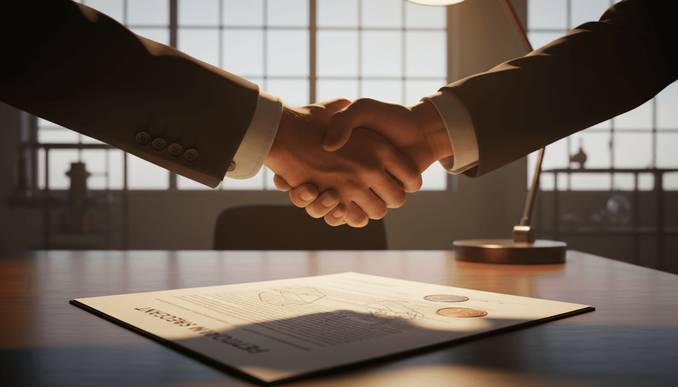 Handshake sealing a petroleum transaction agreement