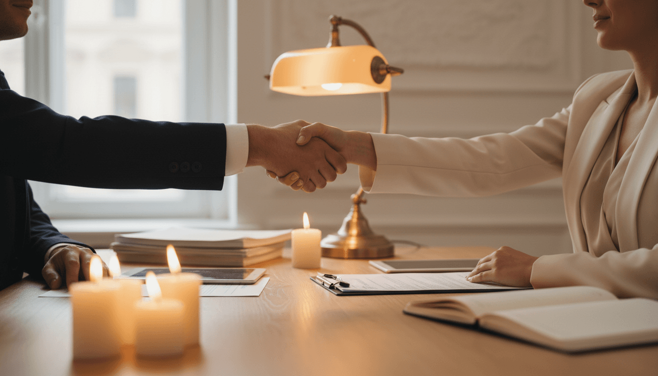Business handshake during petroleum transaction negotiation
