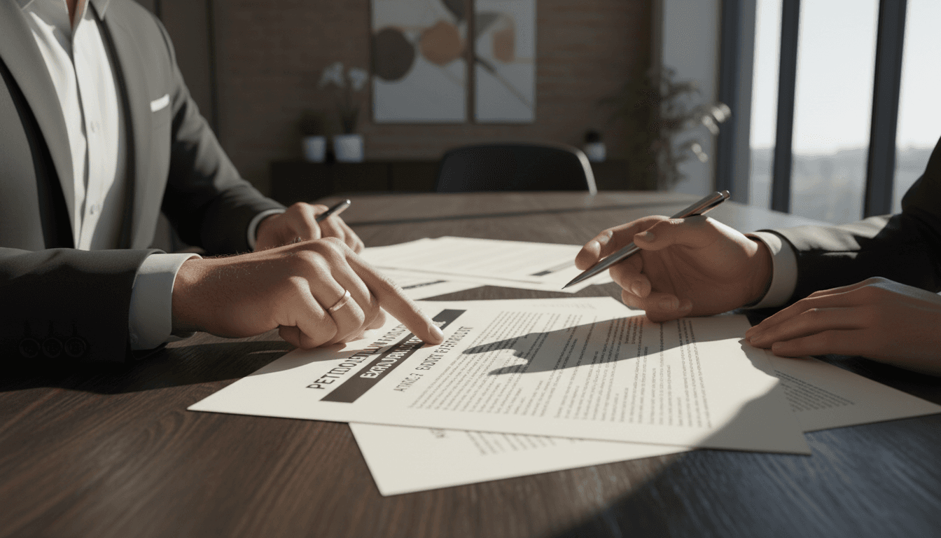 Two petroleum industry professionals reviewing contract documents together